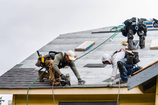 Professional Gutter Installation technician working in Hartline, WA